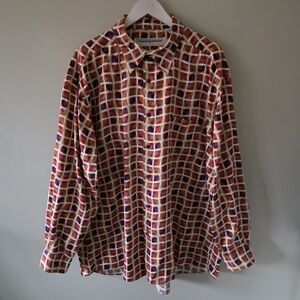 Jhane Barnes XL Vintage 90s Retro Abstract Hypnotic Eclectic Grandpa Dress Shirt